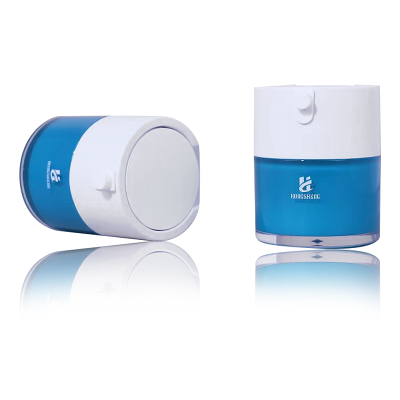 HS-036 Biru 30G 1Oz Toples Kosmetik Akrilik Plastik Wadah Krim Toples Serum Plastik untuk Kosmetik dan Perawatan Kulit